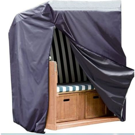 Housse de Protection - Tissu Oxford 420D - Imperméable Anti-UV - Pour Chaise de Plage - 135x105x175/140 cm - Noir (1/5)