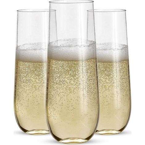 24 verres à champagne en plastique sans pied - 27 cl (9 oz) - Transparent (1/5)