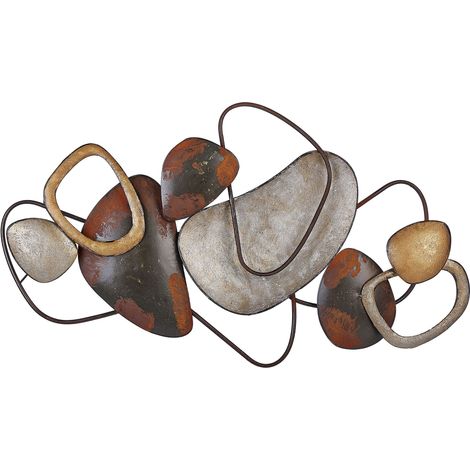 Beliani – Décoration murale abstraite en métal cuivré – Finition vieillie – Élément décoratif pour intérieur – 88 cm x 50 cm (1/5)