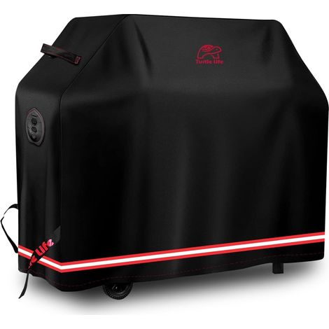 Turtle-Life Housse Barbecue imperméable, Housse de Barbecue Extérieur, Housse Barbecue Gazde à gaz 3-4 brûleurs, Housse de Protection pour BBQ, Ne S'efface Pas en 2 Ans, Noir 120x66x100CM