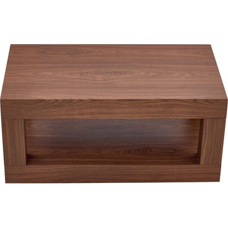 Tavolino da salotto rettangolare a 2 livelli in MDF color noce (1/5)