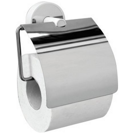 Porta rotolo coperto in acciaio inox lucido e dettagli in ABS bianco  NICO-B kamalu