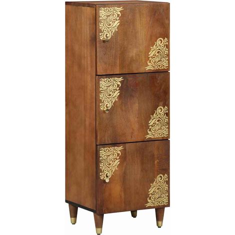 Highboard mit Regal Braun 40 x 33 x 110 cm Massivholz Mango