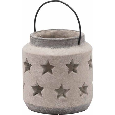 Bloomville Stone Star Lantern - Ceramic - L18 x W18 x H19 cm - Stone