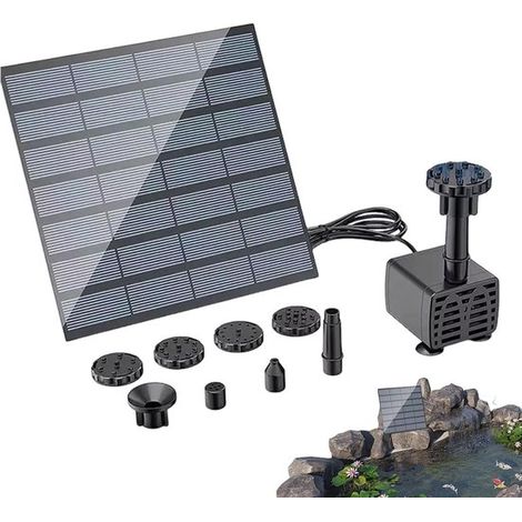 Fontaine solaire - Arroseur de bassin - Décoration extérieure - Alimentation solaire - 1,5 W - Noir (1/5)