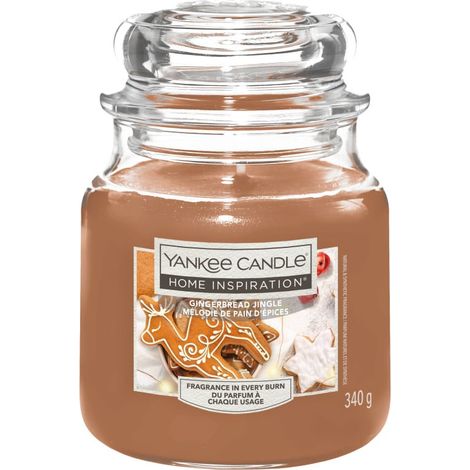 Yankee Candle Duftkerze Mittleres Glas Gingerbread Jingle 340 g, braun Duftkerze