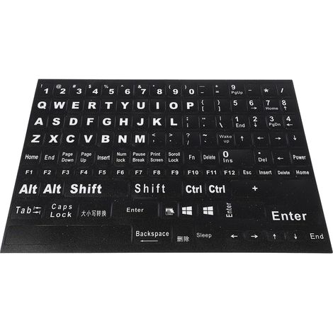 Autocollants Remplacement sans Résidu de Colle pour Clavier Anglais en PVC Noir pour Keyboard de Notebook et Clavier sans Fil de Bureau (1/5)