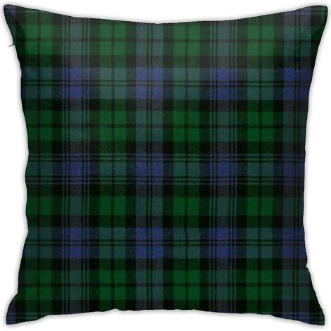 Housse de coussin décorative à carreaux écossais Black Watch pour canapé, 45 x 45 cm (18 x 18 pouces).