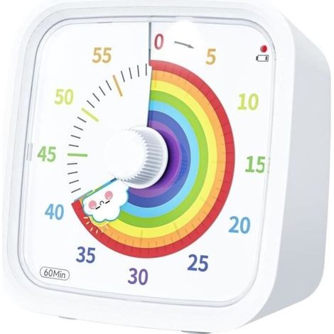 Minuteur Visuel Arc-en-Ciel avec étui de Protection, Rainbow Timer Enfant Compte à Rebours de 60 Minutes Minuteur