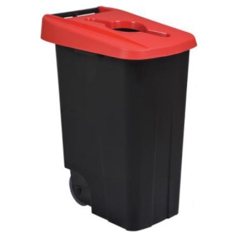 Poubelle de tri mobile Movatri - 85l - noir / rouge (1/2)