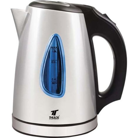 Hervidor de agua 1 Litro Thulos, cuerpo de acero inoxidable.