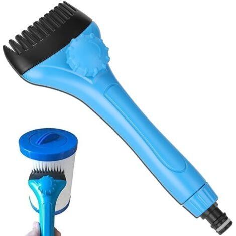 Brosse De Nettoyage De Filtre De Piscine, 25CM Nettoyeur à Jet Portatif Outil De Brosse De Nettoyage De Cartouche De Filtre De Piscine - avec Tête De Brosse Amovible Et Connecteur De Tuyau (1/4)