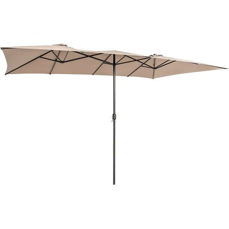COSTWAY Ombrellone Da Giardino Rettangolare Antivento Grande 426 Cm Pieghevole Portatile Con Doppio Tettuccio Manovella Ovale Per Giardino Esterno Piscina Cor (1/5)