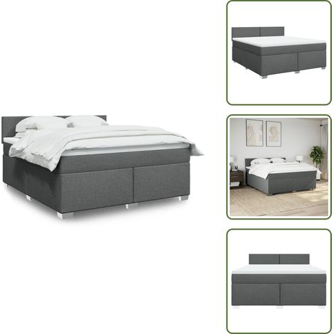 Sommier à lattes de lit avec matelas Gris foncé 180x200cm Tissu - Sommier À Lattes De Lit - Sommiers À Lattes De Lit - Lit - Meuble De Chambre À Coucher (1/5)
