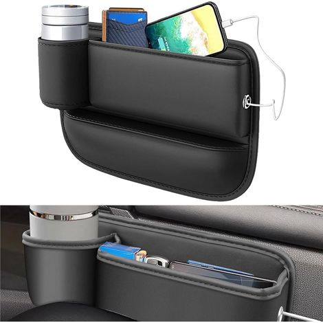 CCYKXAA 1 PCS Car Organizer, Black Universal Car Seat Organizer, With Cup Holder Car Seat Gap Storage, For Storing Cell Phones, Keys (Main Driver Seat) (1/5)