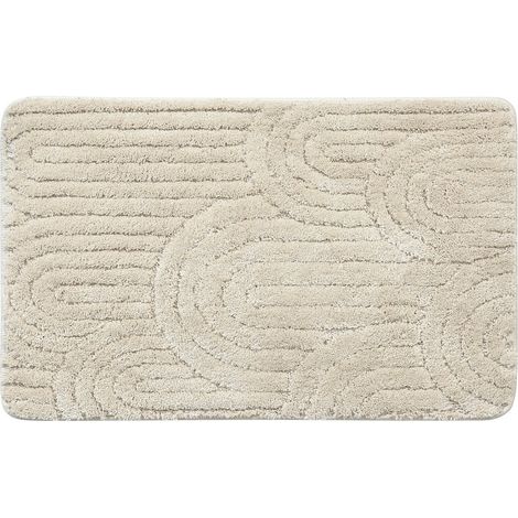 Tapis de salle de bain RIST, 50x80cm, 100% polyester, antidérapant, écru (1/3)