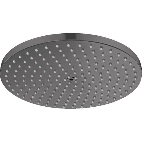 hansgrohe Raindance S - Soffione doccia, Doccia a pioggia con1 getto (PowderRain) per montaggio a parete/soffitto, con funzione anticalcare, cromo nero spazzolato, 27623340 (1/5)