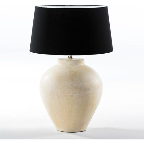 Pied de lampe en terre cuite blanche Michka H 55 cm