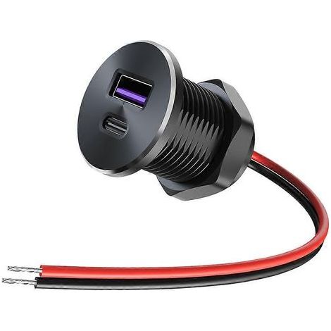 Versenkte 12V USB-Buchse, 30W PD Typ-C und 18W QC3.0 Schnellladegerät aus Aluminium für Wohnmobile, Wohnwagen, LKWs und Boote. (1/5)