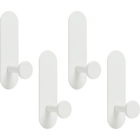 Lot de 4 crochets adhésifs extra forts à coller sur le mur au-dessus de la porte pour accrocher vêtements, manteaux, peignoirs, serviettes de bain dans la salle de bain, la douche, la cuisine