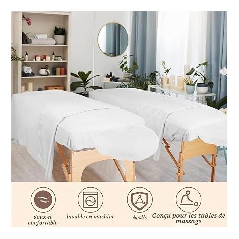 Protective Cover for Massage Table, Massage Table Cover with Hole, Bed Sheet Massage Spa Soft, Elastic Beauty Salon Table Cover (80 x 185 cm, Black) (1/4)
