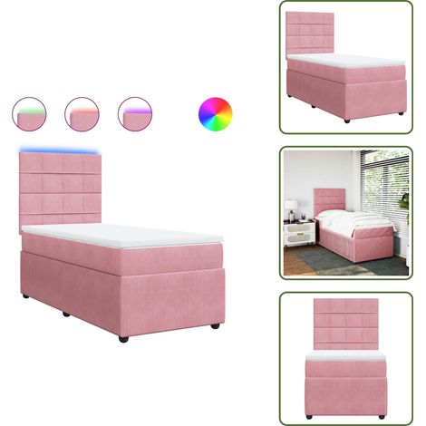 Boxspringbett mit Matratze Rosa 80x200 cm Samt - Boxspringbett - Samtbett - Rosa Bett - Doppelbett - Bettgestell (1/5)