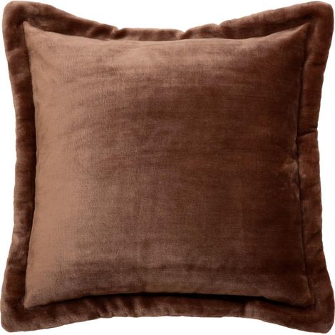 Coussin Déco Flanelle "Cuddly" 53x53cm Marron (1/4)