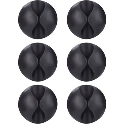 6er-Set Kabelclips für X-förmige Kabel, vielseitig einsetzbar im Büro, für Stromkabel, USB-Kabel, Kopfhörer, Laptops, Fernseher, zu Hause und im Büro, schwarz (1/5)