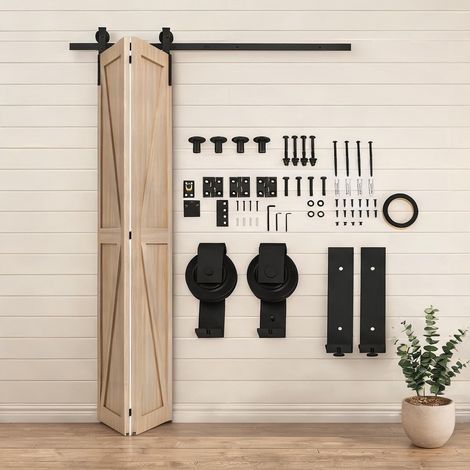 Kit de quincaillerie pour porte coulissante pliante en acier au (1/5)