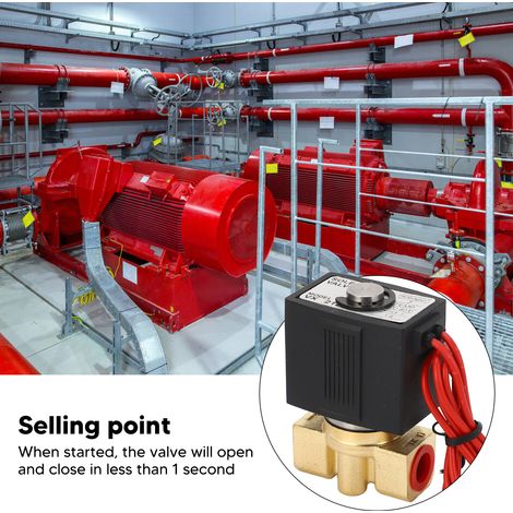 Électrovanne normalement fermée, électropneumatique, vanne eau/air 24 V CC (1/5)