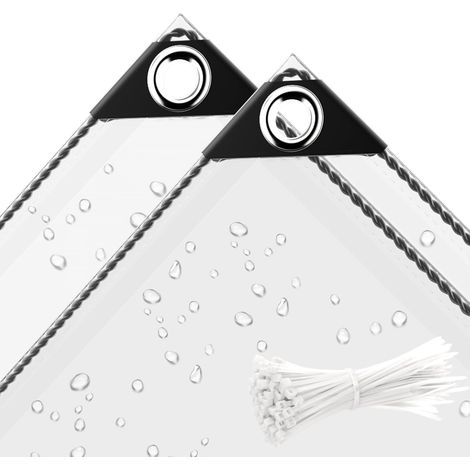 Bâche Impermable Transparente avec oeillet, Protection indchirable en PVC, Bâche étanche pour Bois Bateau Jardin Piscine Serre Plantes (Transparente, 1X2 M) (1/5)