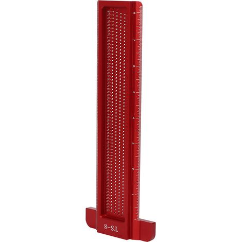Règle à trous pour le travail du bois TS-8, outil de mesure en aluminium en forme de T, mini-traceur pour quincaillerie (rouge) (1/5)