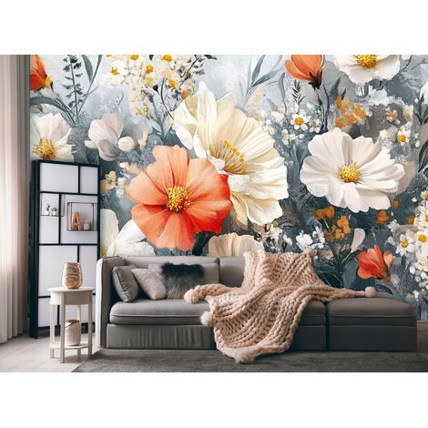 Vlies Fototapete Blumen 250x175 cm, Tapeten, für Wohn und Schlafzimmer, Vliestapete Wandtapete Tapete 3D Effekt- inkl. Kleister - Wiese Natur Blume, WallArena (1/4)