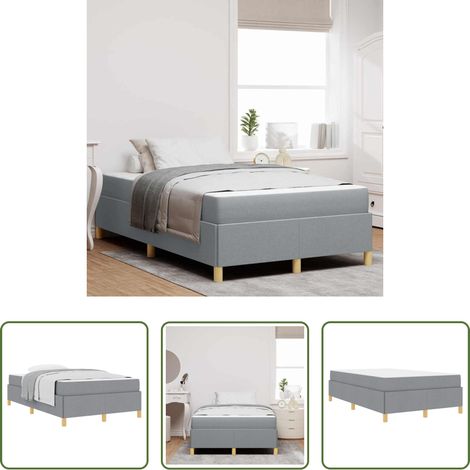 vidaXL Stoffbett - Bettrahmen mit Matratze Hellgrau 120 x 200 cm Stoff (1/5)