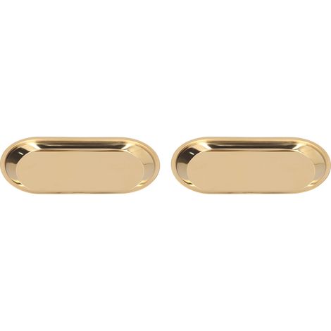 Lot de 2 plateaux miroir en acier inoxydable, polis miroir, design épuré, élégants et pratiques, pour ranger bijoux et serviettes. (1/5)