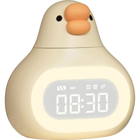 Réveil numérique avec motif d'oie, USB, veilleuse à intensité variable, jaune. (1/5)