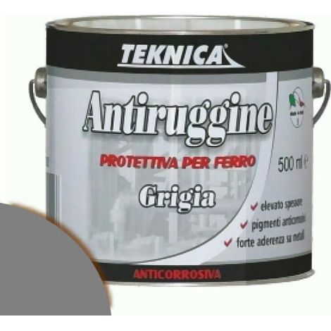 Smalto antiruggine GRIGIO Primer Fondo per ferro alta copertura 2,5 LT TEKNICA