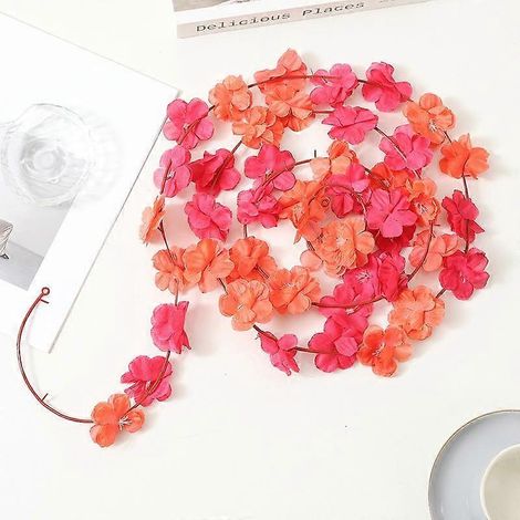 Guirlande florale de 2,5 m avec 45 fleurs de cerisier colorées, idéale pour la décoration de grenier, de plafond ou d'intérieur, pour mariage ou mariage.rouge (1/5)