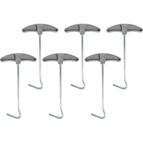 Lot de 6 arrache-piquets de tente réutilisables, avec crochets et tire-piquets de camping