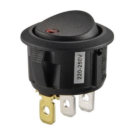 TRU COMPONENTS TC-R13-208B2-02 RD Interrupteur à bascule 250 V/AC 10 A 1 x Off/On Couleur d'éclairage (ampoule LED): rouge à accrochage 1 pc(s) S648241