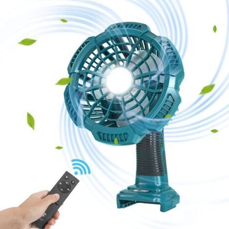 Akku-Ventilatoren für Makita – Industrieller USB-Standventilator mit LED-Beleuchtung – Kompatibel mit Makita 14,4–20-V-Li-Ion-Akkus – Fernbedienung – 3 Betriebsmodi – Timer (1/5)