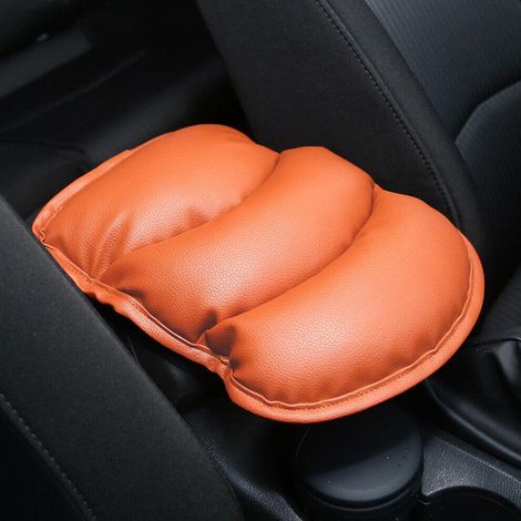 Coussin de console centrale avec accoudoir, housse en cuir PU marron, tapis de protection pour voiture, accessoire auto, 1 pièce (1/5)