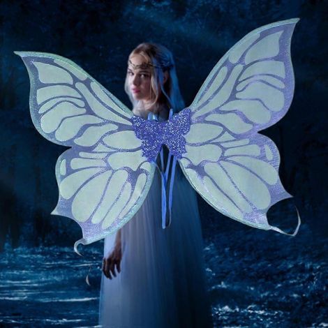 Ailes de fée SCSYV pour adultes, déguisement de fée pour Halloween, ailes scintillantes et transparentes, ailes d'ange pour enfants, filles et femmes (1/5)