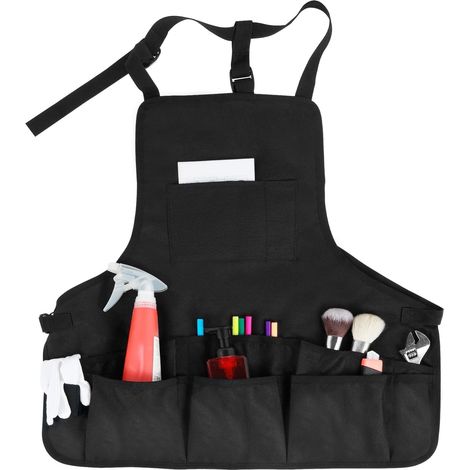Tablier De Nettoyage Imperméable - 600D Oxford - Ajustable Épaules Et Taille - Poches Multiples - Noir - 1 Pièce (1/5)