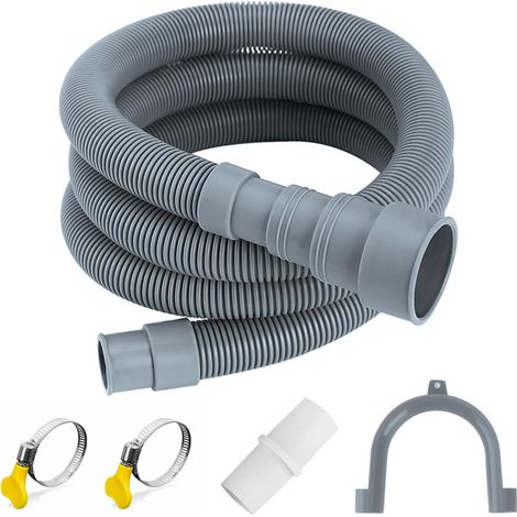 Tuyau Machine à Laver, 1M/1.5M/2M/3M/4M/5M Tuyau Vidange Machine a Laver, Rallonge Evacuation Lave Linge Universel avec 1 Raccord et 2 Colliers de Serrage pour Lave-Linge, Lave-Vaisselle (1/5)