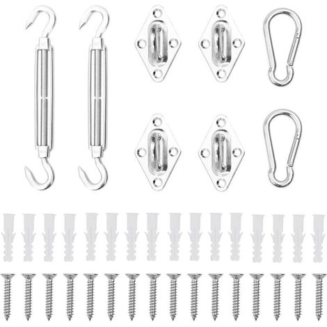 vidaXL Jeu d'accessoires de voile d'ombrage 8 pcs Acier inoxydable - vidaXL Jeu d'accessoires de voile d'ombrage 8 pcs Acier inoxydable (1/5)