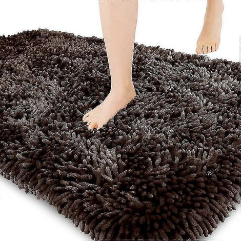 Hochwertige, rutschfeste und flauschige Badematte, unglaublich weich und komfortabel, extra dick – 60 x 90 cm – Braun