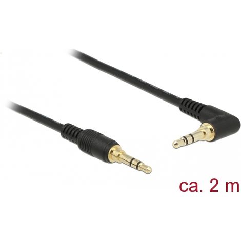 Delock Conector de Cable EstÃ©reo de 3,5 mm de 3 pines macho  macho en Ã¡ngulo 2 m negro