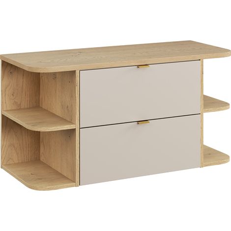 Meuble sous-vasque 100cm niches arrondies plan de toilette Azel Cachemire et Bois