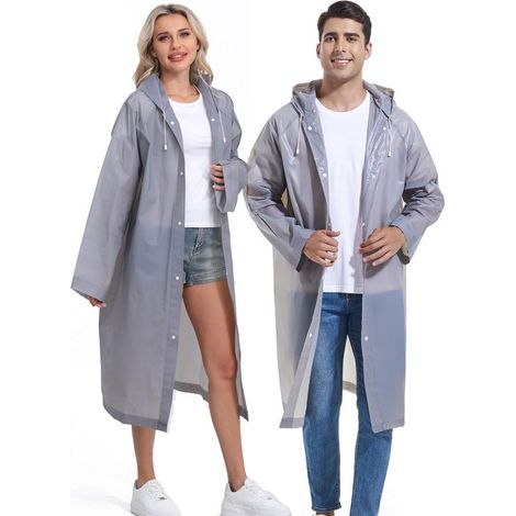 Lot de 2 imperméables réutilisables pour adultes - Modèle unisexe - Gris (1/5)